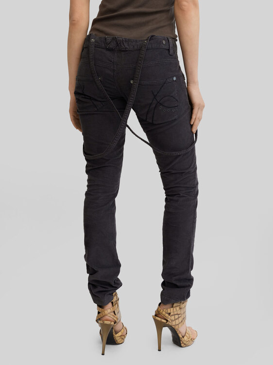 Grey Velvet Suspender Trousers 