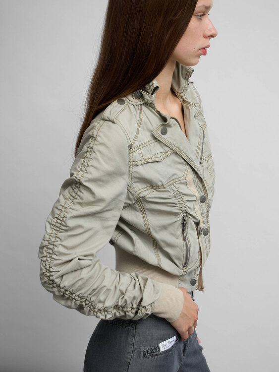 Gathered Zip Up Jacket 