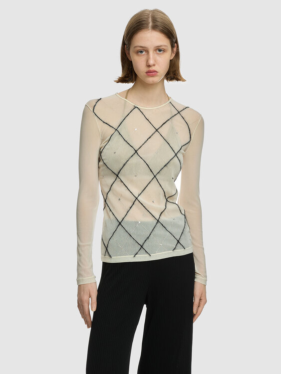 Fuzzi Argyle Mesh Top 