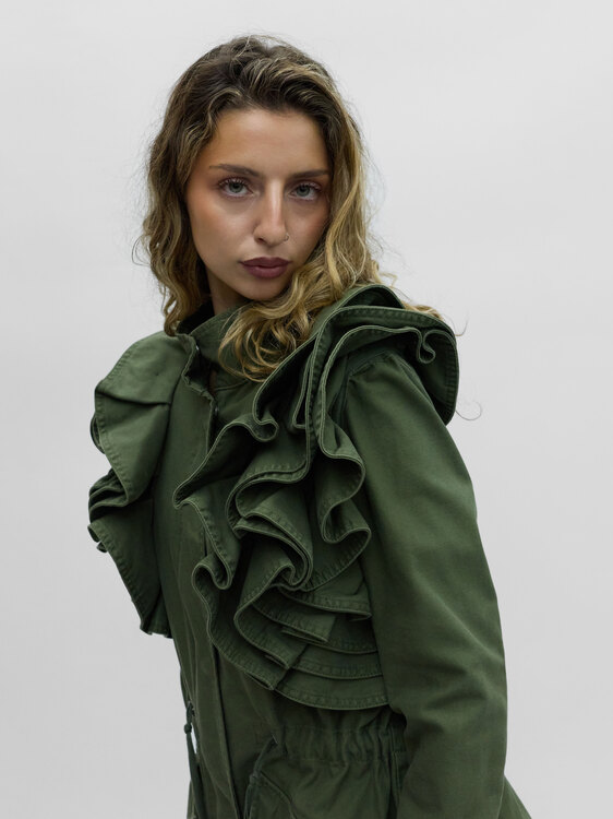 Valentino For GAP Ruffled Parka Jacket 