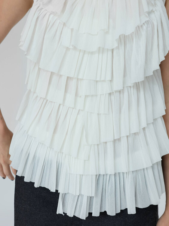 White Frilled Top 