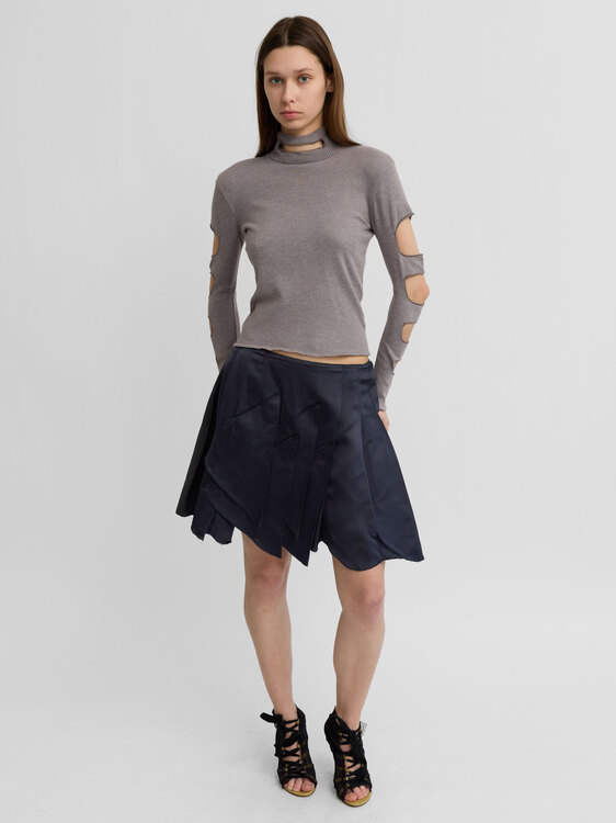 Miu Miu Silk Pleated Skirt 