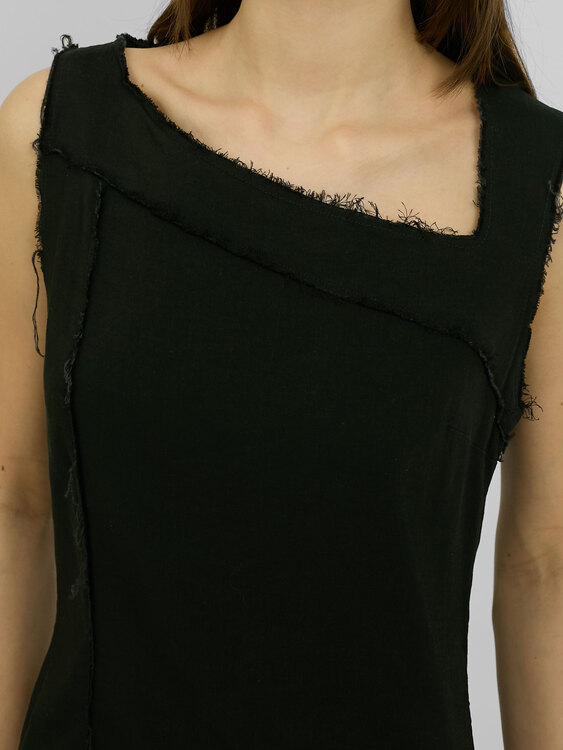 Asymmetrical Neckline Midi Dress 