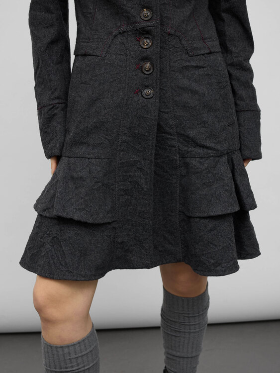 Grey Wrinkle Effect Coat 