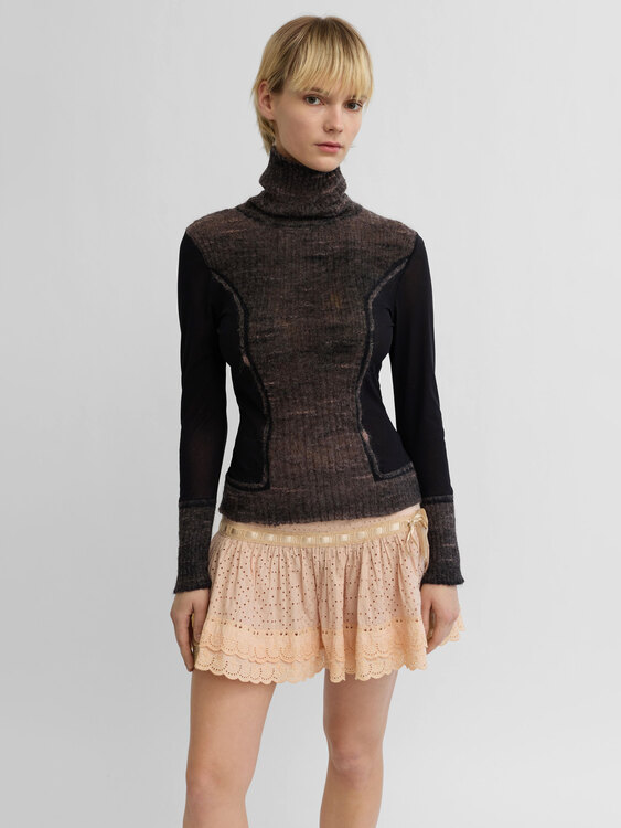 Mesh And Knit Blouse 