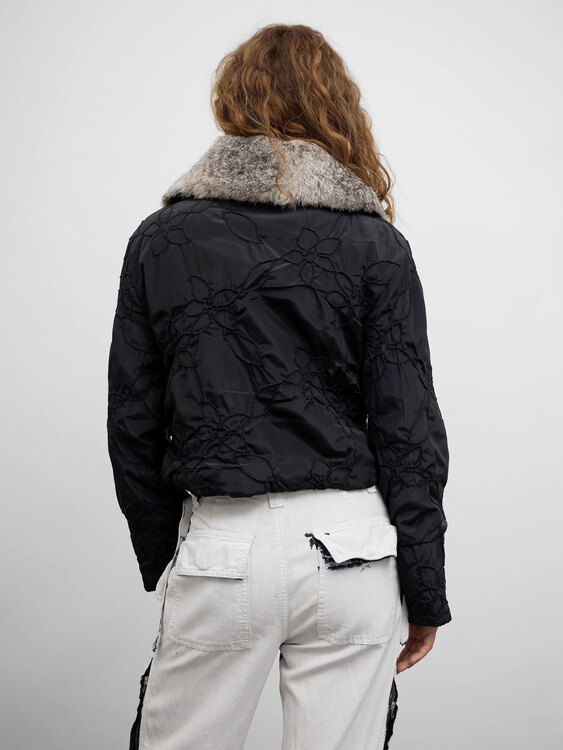 Black Nylon Embroidered Jacket 