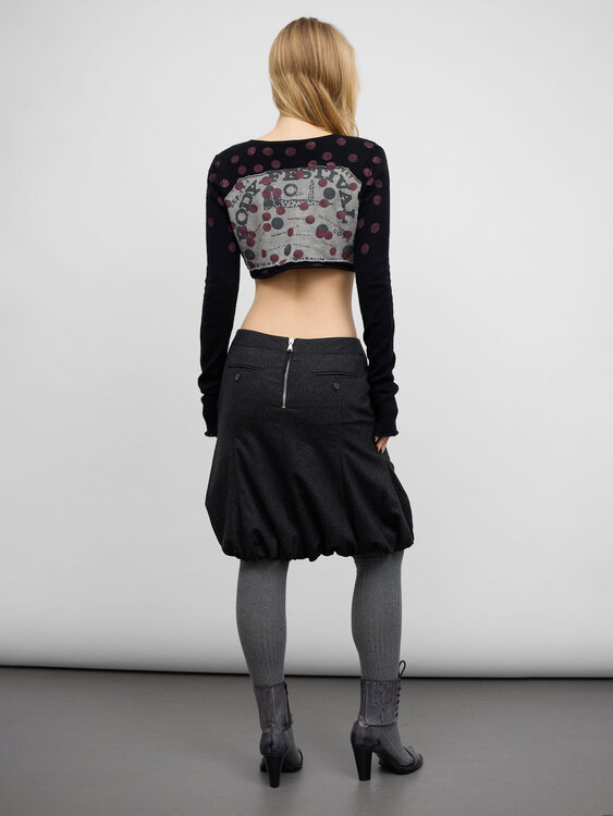 Knitted Polka Dot Cropped Cardigan 