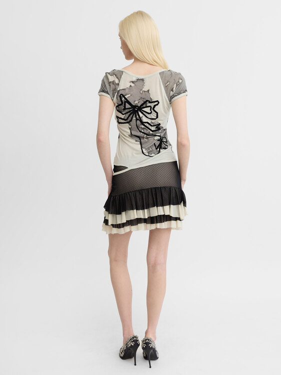 Dior Lace Print Cut Out T-shirt 
