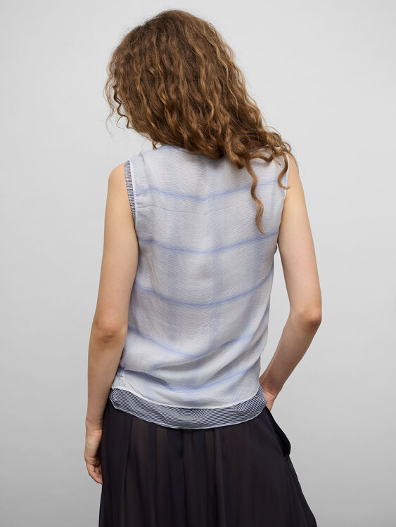 DieselStyleLab Layered Silk Chiffon Top 