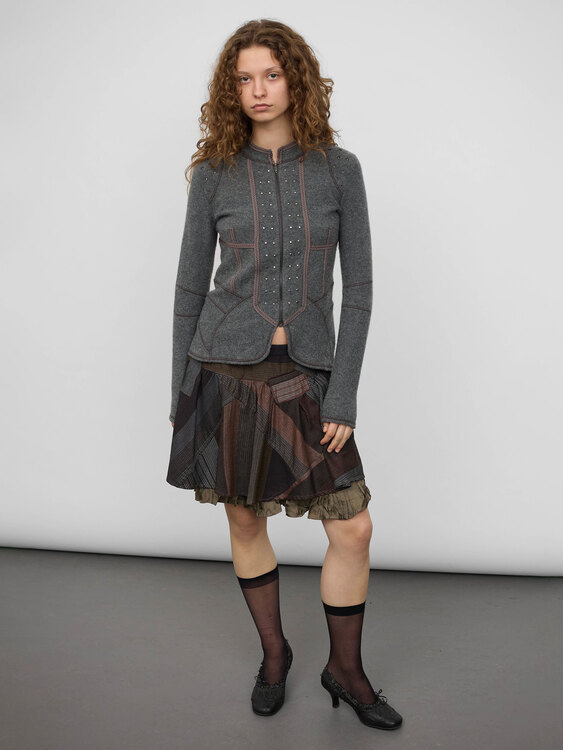 Fine Knit Zip-Up Cardigan 