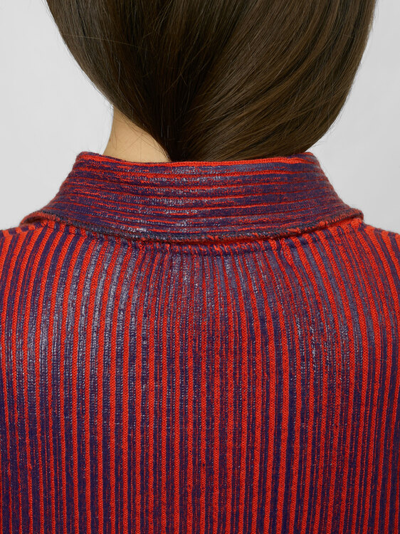 Rib Knit Foil Coat Sweater 