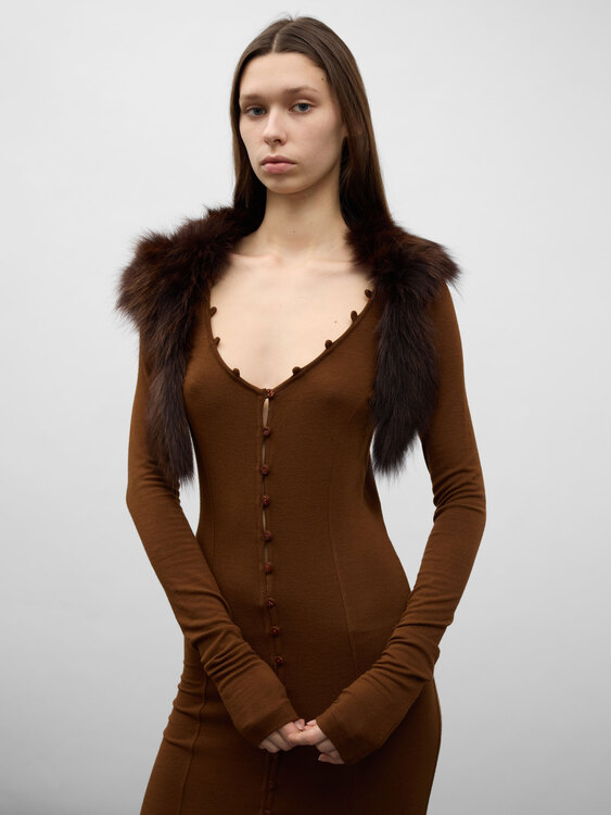 Plein Sud Fur Collar Dress 
