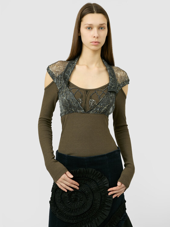 Embellished Cold Shoulder Top 