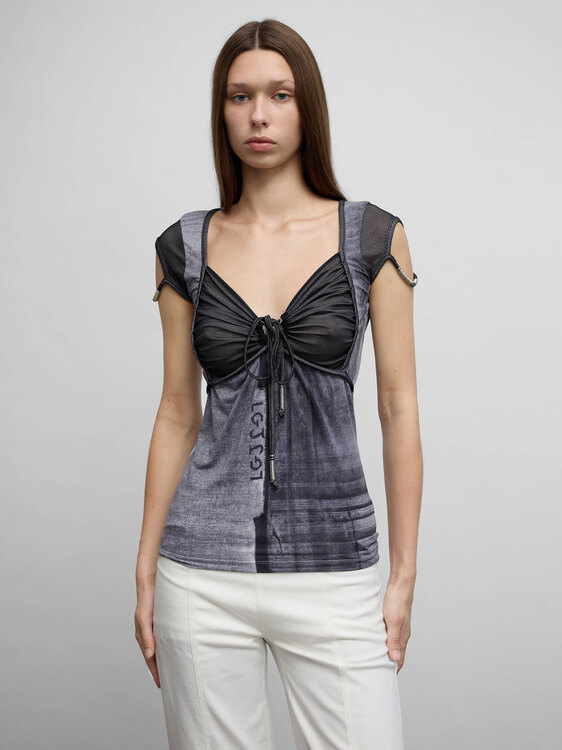 Legatte Gray Denim Print T-shirt 