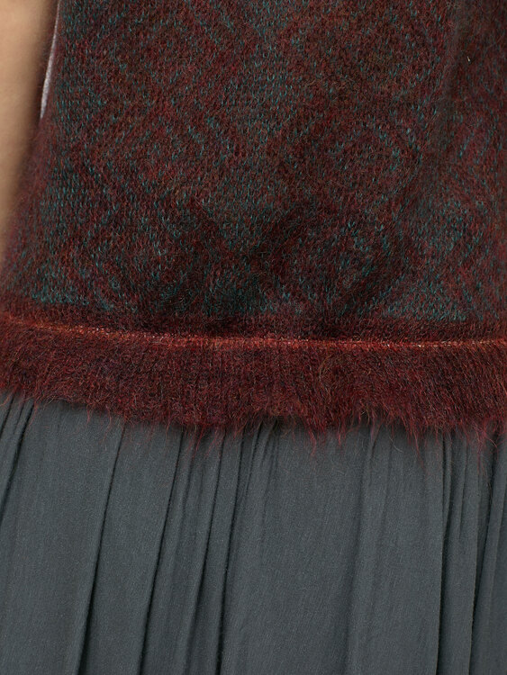 Burgundy And Turquoise Knit Vest 