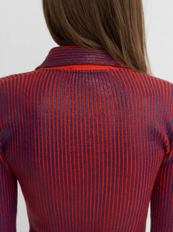 Rib Knit Foil Coat Sweater 