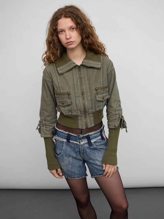 Khaki Green Bomber Jacket 