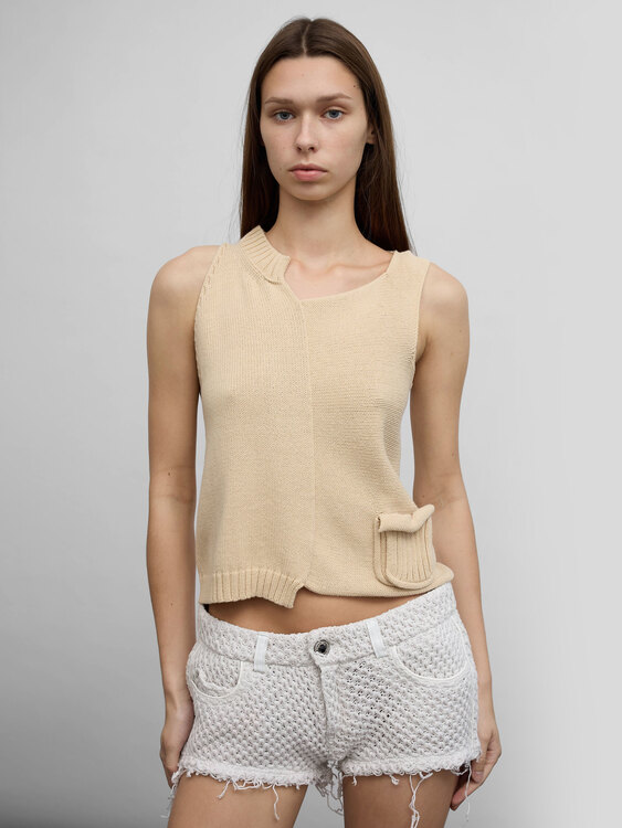 Beige Knitted Vest 