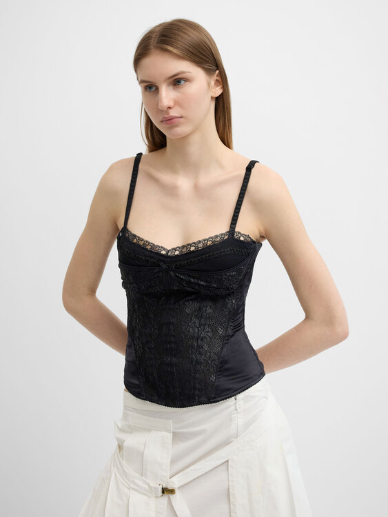 Black Lace And Satin Corset 