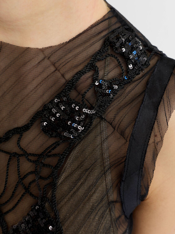 Black Mesh Sleeveless Top 