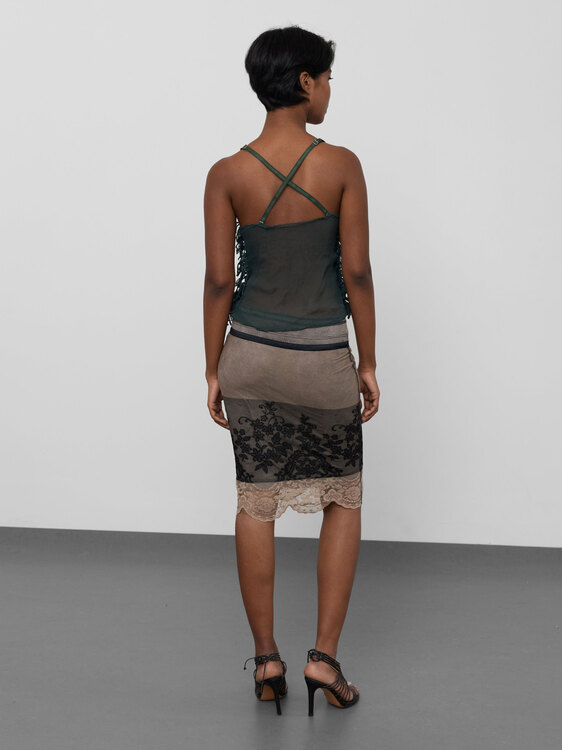 Green Chiffon And Knitted Top 