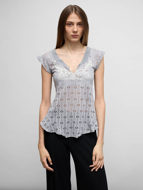 Nolita Gray Open Knit Vest 