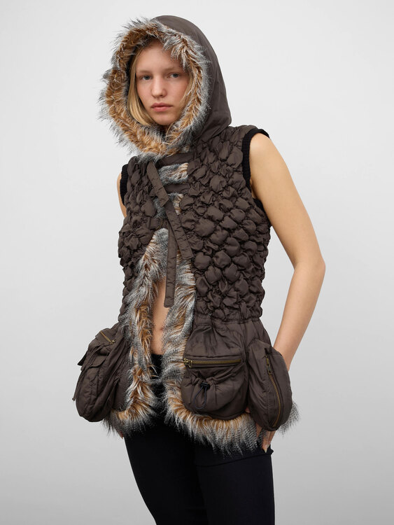 Brown Nylon Bubble Vest 