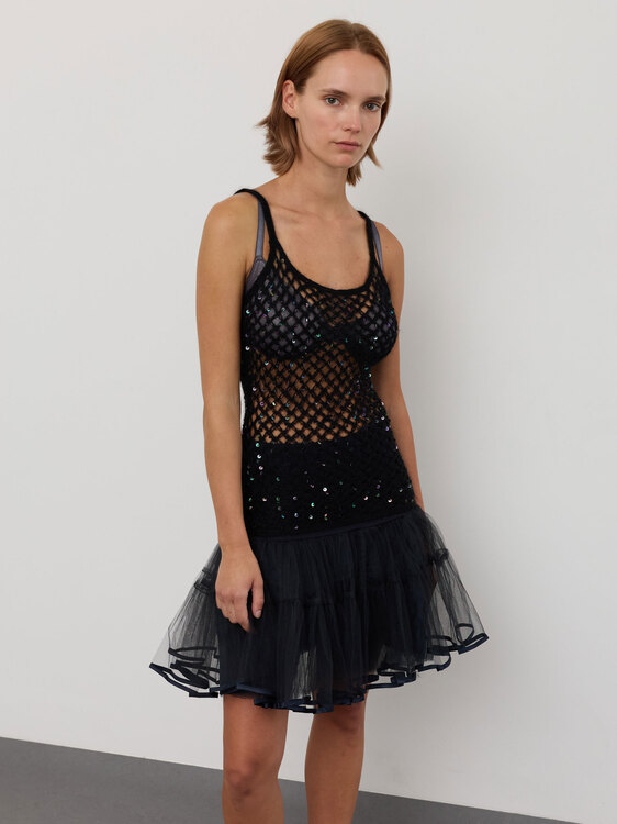 Black Crochet Fishnet Top 