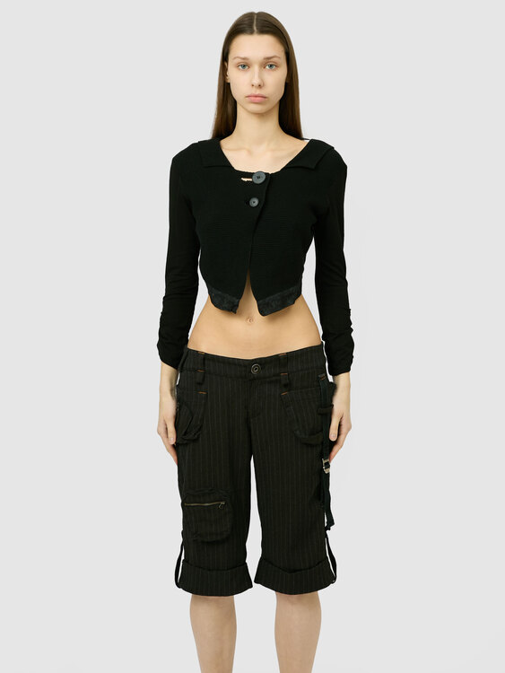 Grey Pinstripe Shorts 