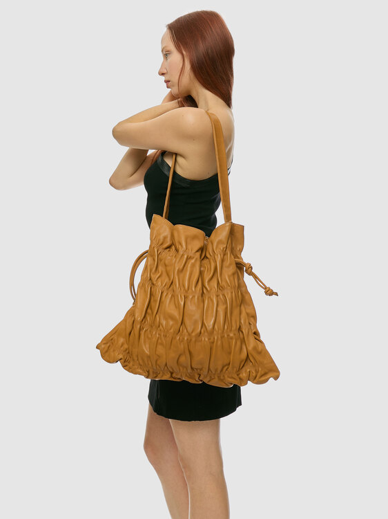 Gathered Leather Handbag 