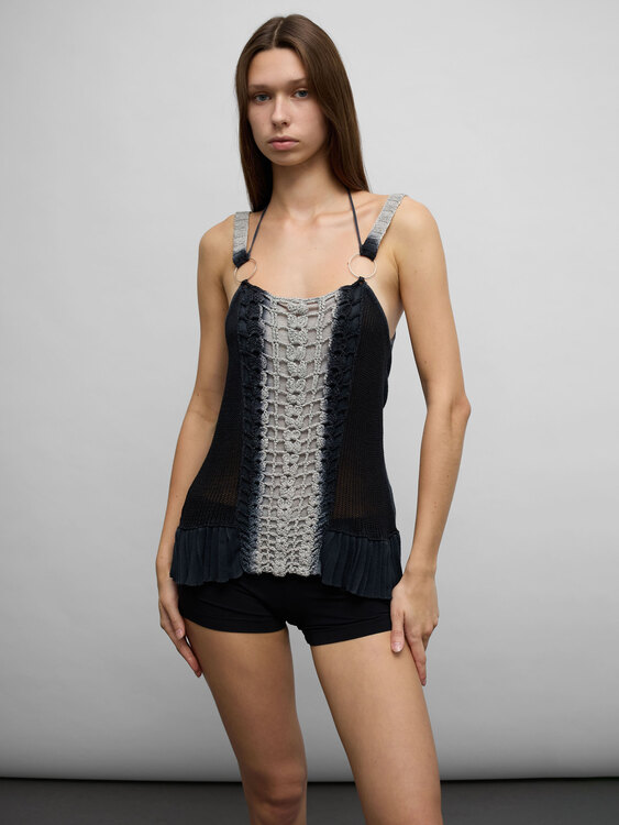 Black And Grey Knitted Top 