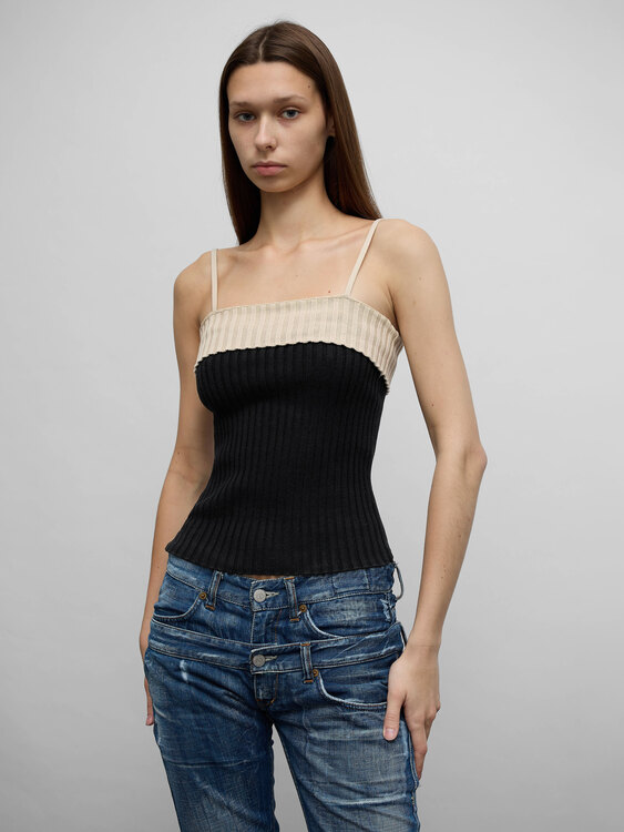 Moschino Ribbed Knit Camisole Top 
