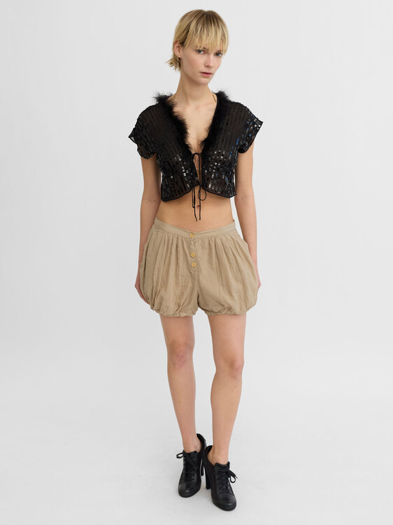 Sequin Feather Trip Top 