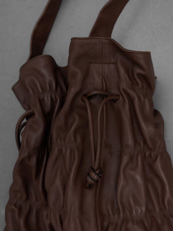 Gathered Leather Handbag 