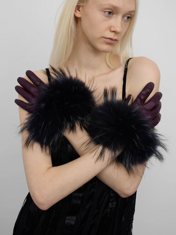 Sportmax Leather & Fur Gloves 
