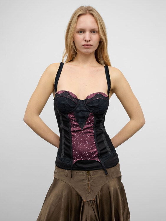 Black And Burgundy Bustier 