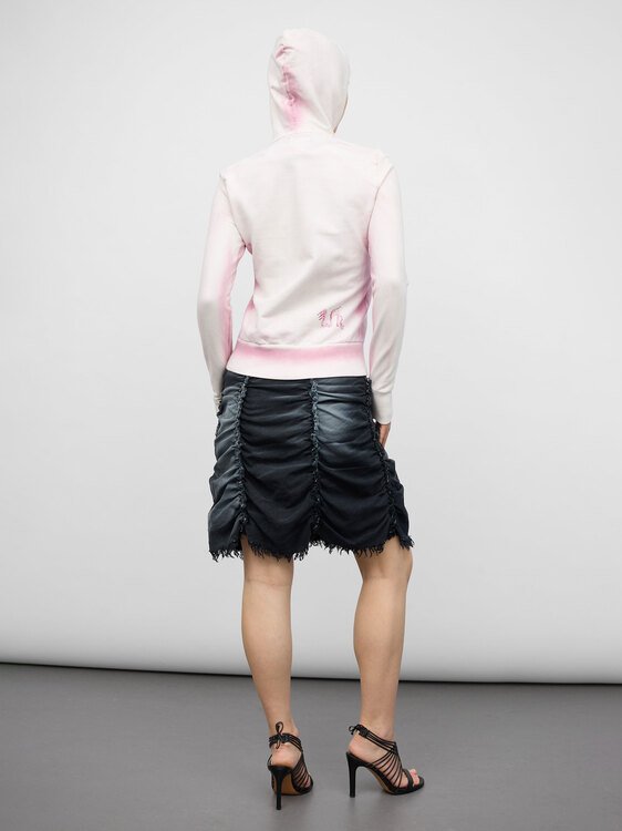 Gathered Denim Midi Skirt 