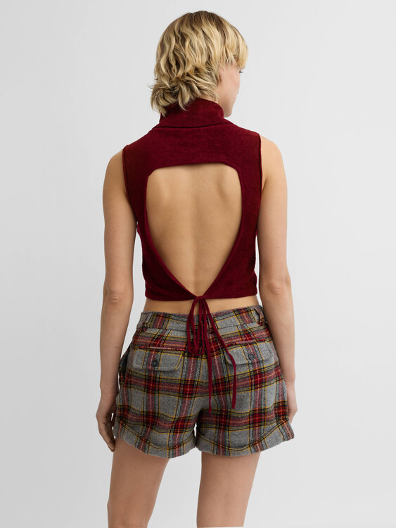 Sarah Pacini Backless Turtleneck Top 