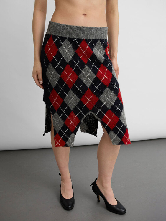 E-Play Argyle Knit Skirt 