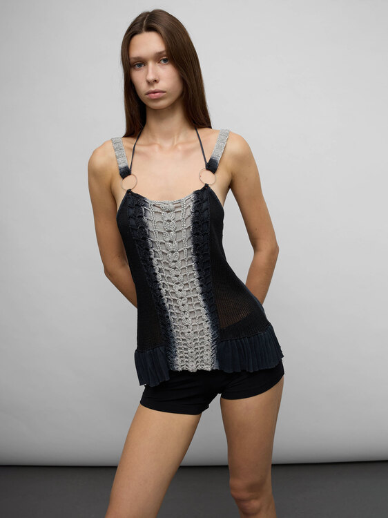 Black And Grey Knitted Top 