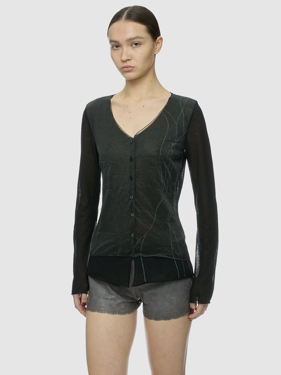 Metallic Effect Mesh Cardigan 