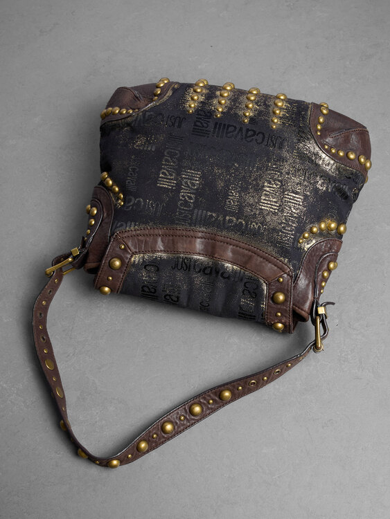 Cavalli Glittery Logo Shoulder Bag 