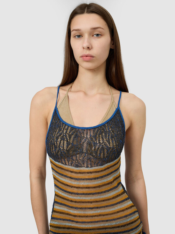 Multicolor Open-knit Dress 