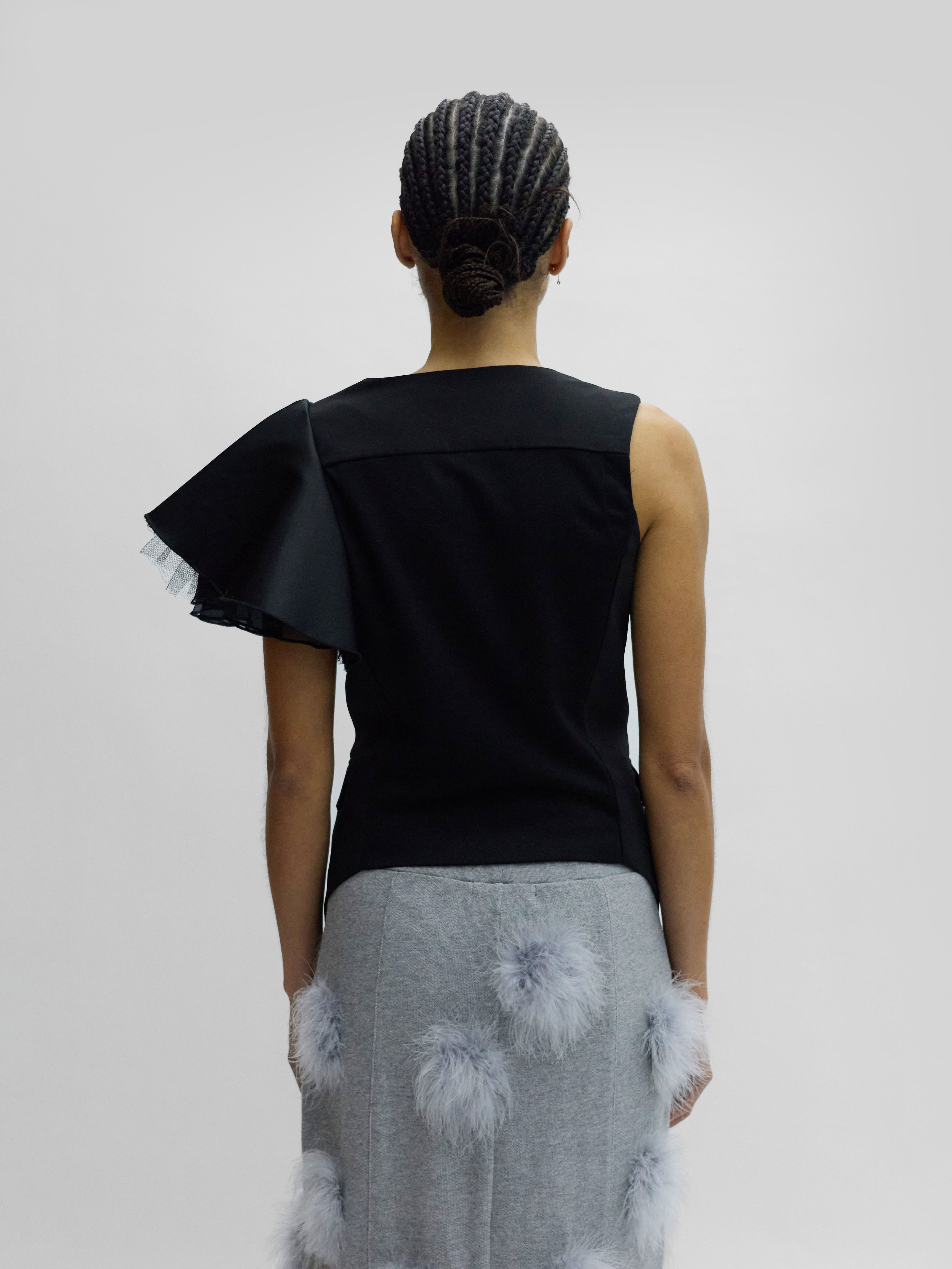Black Ruffled Vest 
