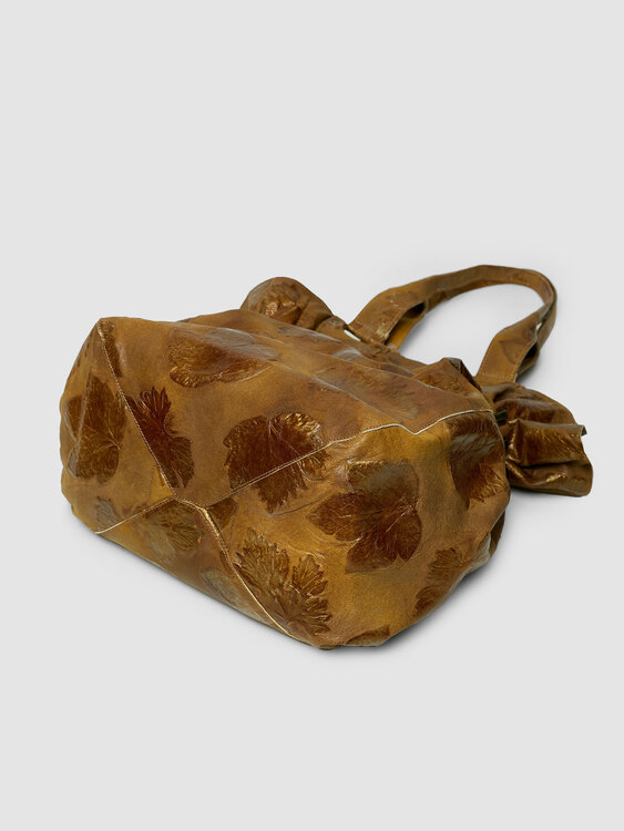 Embossed Leather Bucket Bag 