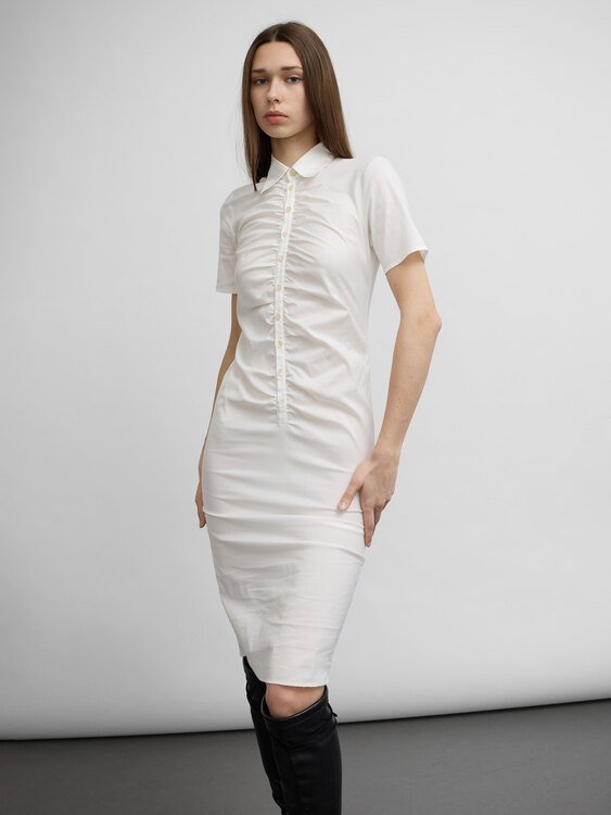 Jean Colonna White Cotton Shirt Dress 
